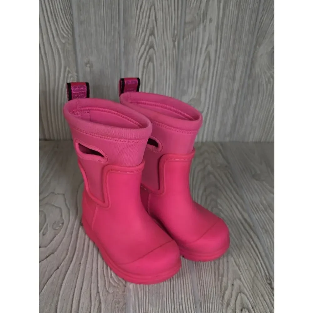 UGG Droplet Mid Waterproof Taffy Pink Rain Boots Kids Toddler Size  8